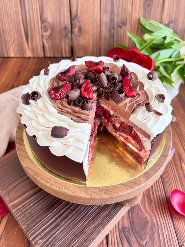 Foret noire decoupe Entremet Chocolat Griotte Vanille